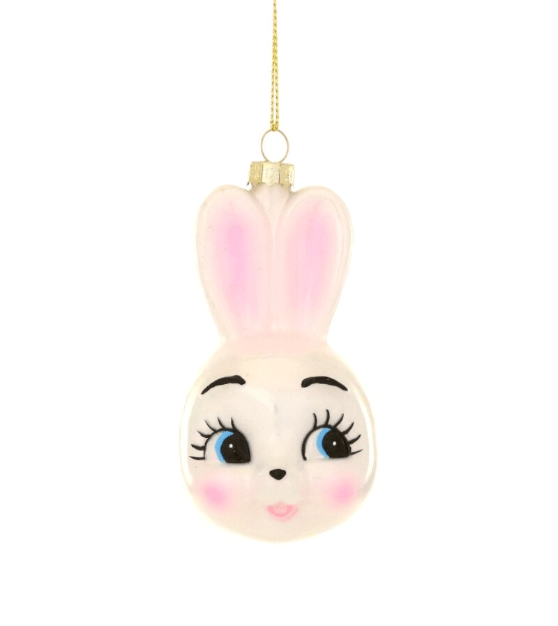 Cute Bunny Head Glass Ornament by Cody Foster