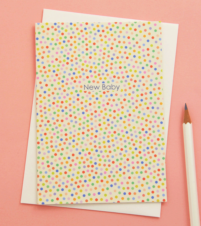 Dotty New Baby Card by Elvira van Vredenburgh