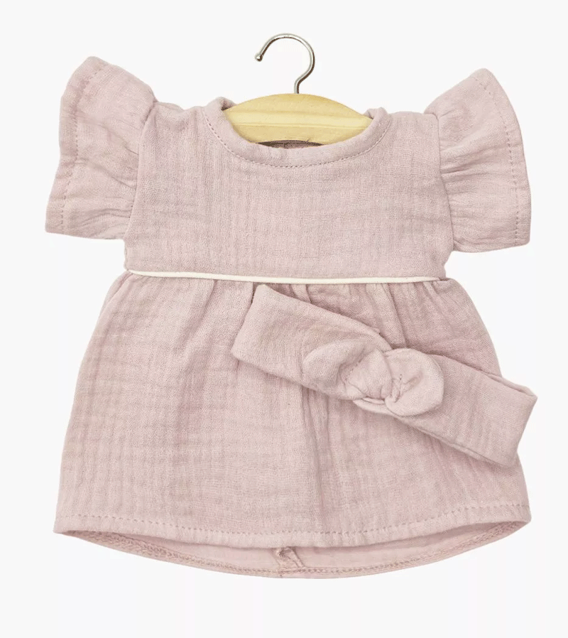 Daisy Dress &  Headband in Rose Cotton Gauze