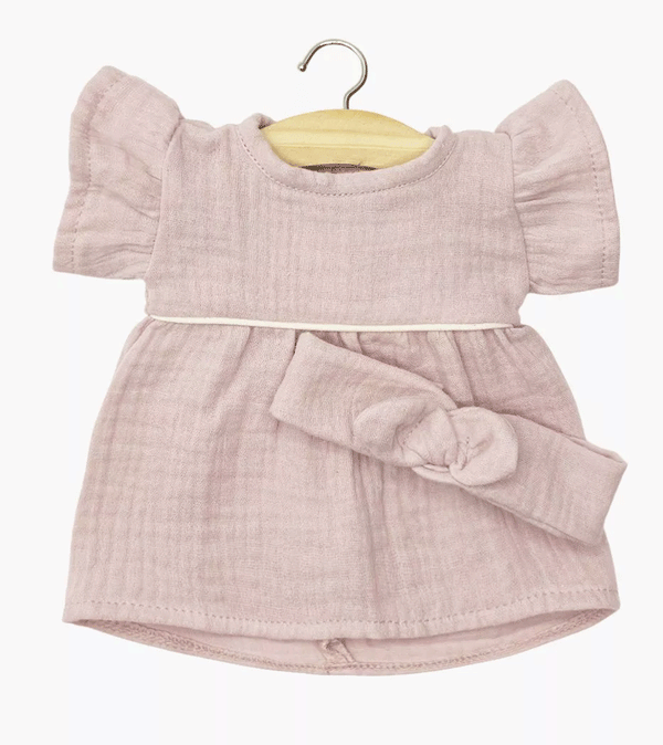 Daisy Dress &  Headband in Rose Cotton Gauze
