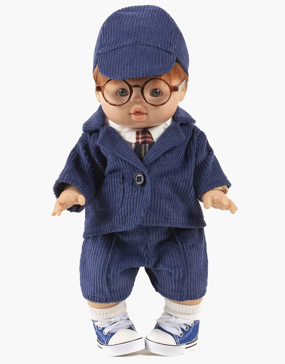 Dark Blue Velvet Jacket for Baby Doll by Minikane