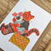 Ginger Cat with Baby Kitten Greeting Card by Kapelki Art