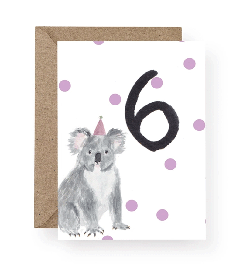 Age 6 Koala Birthday Card by Western Sketch