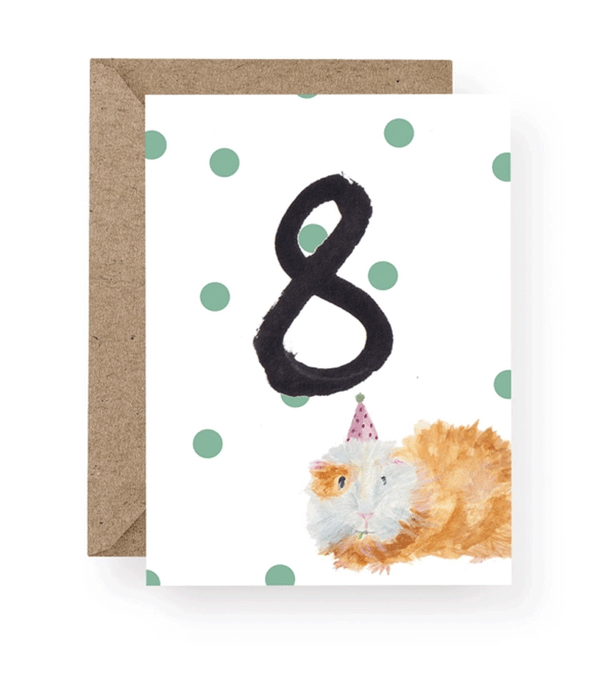 Age 8 Guinea Pig Birthday Card by Western Sketch