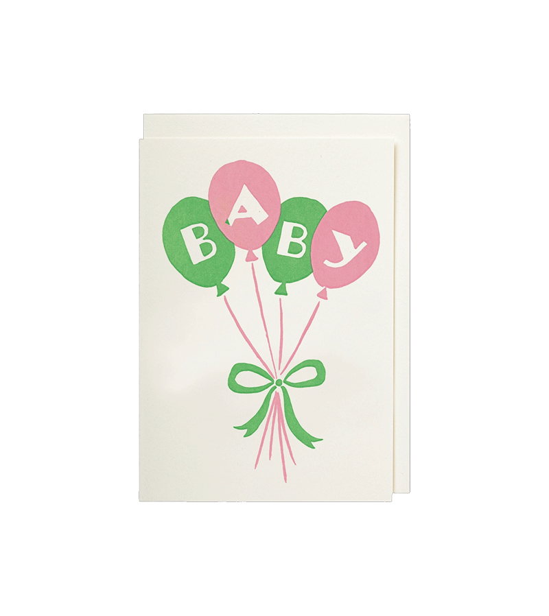 Baby Balloons Small Card by Archivist Gallery