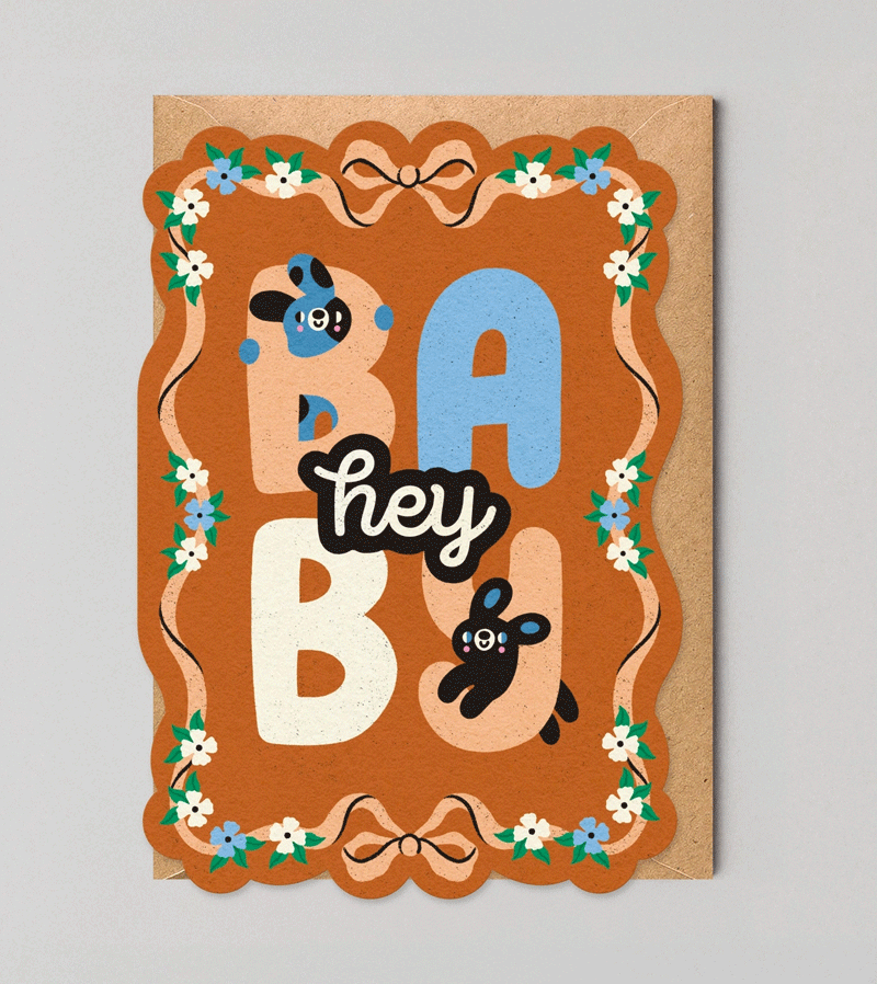 Hey Baby New Baby Card by Studio Boketto