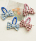 Set of 2 Rose Check Bow Hair Clips