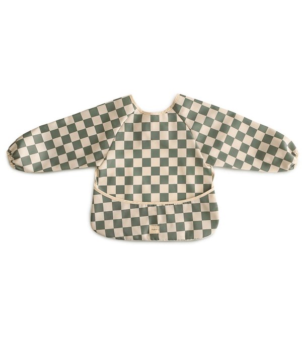 Olive Check Long Sleeve Bib by Mushie