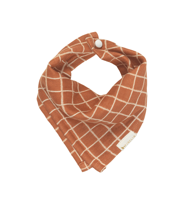 Cinnamon Grid Fold over Bib by Fabelab