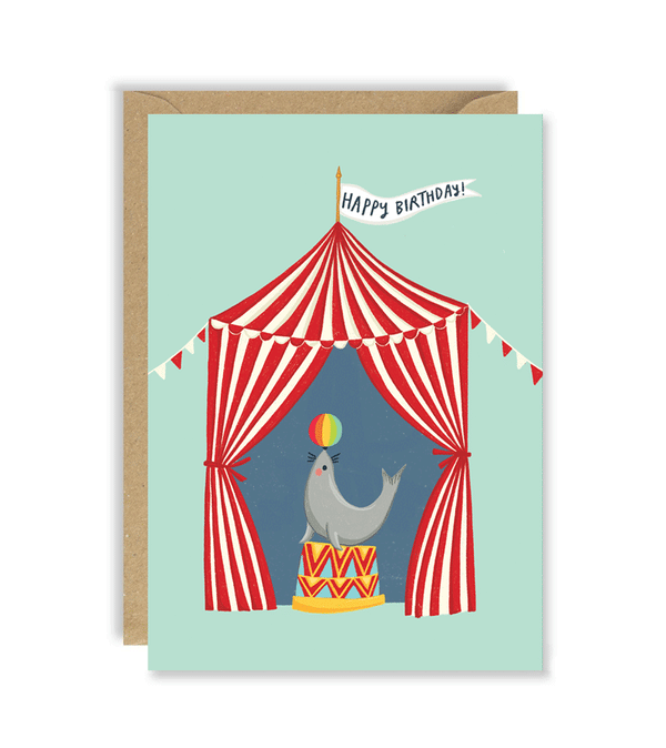 Circus Seal Birthday Card by Joy Neveda