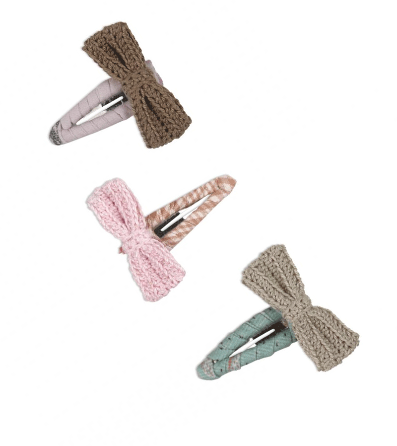Carmel Hair Clip Set with Crochet Bows by Gingersnaps
