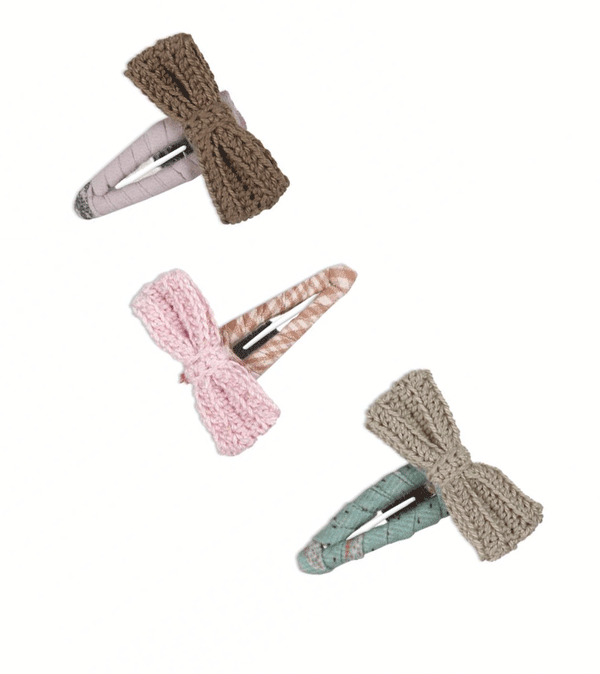 Carmel Hair Clip Set with Crochet Bows by Gingersnaps