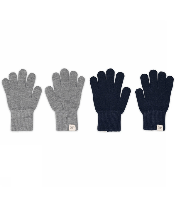 2 Pack Grey and Blue Wool mix Comfy Gloves by mp Denmark