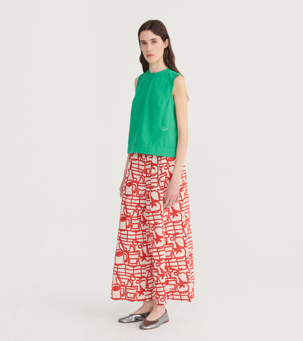 Women's Cookery Festival Pattern Cotton Trousers by Bobo Choses