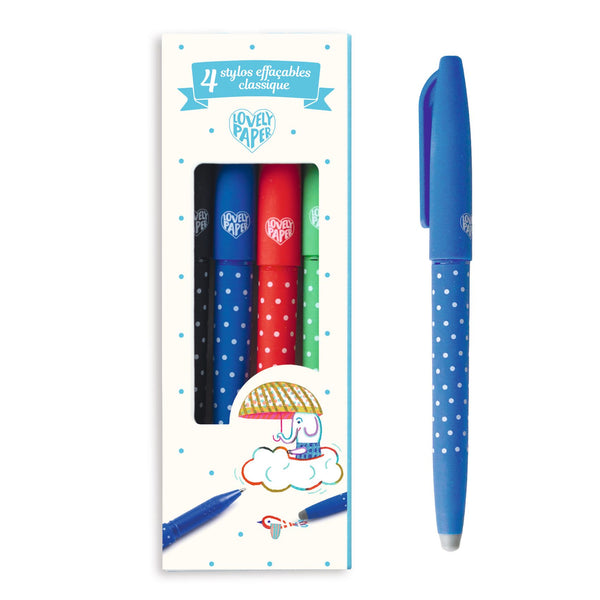 Set of 4 Classic Erasable Pens by Djeco Lovely Paper