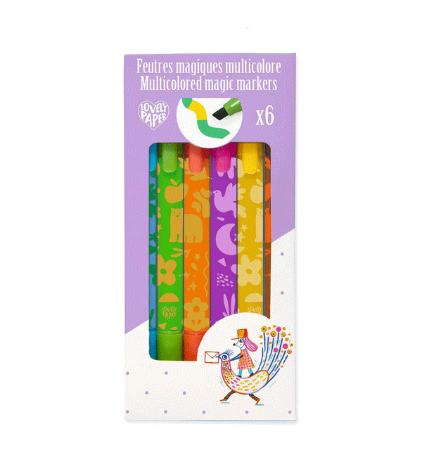 6 Multicolored Magic Markers by Djeco Lovely Paper