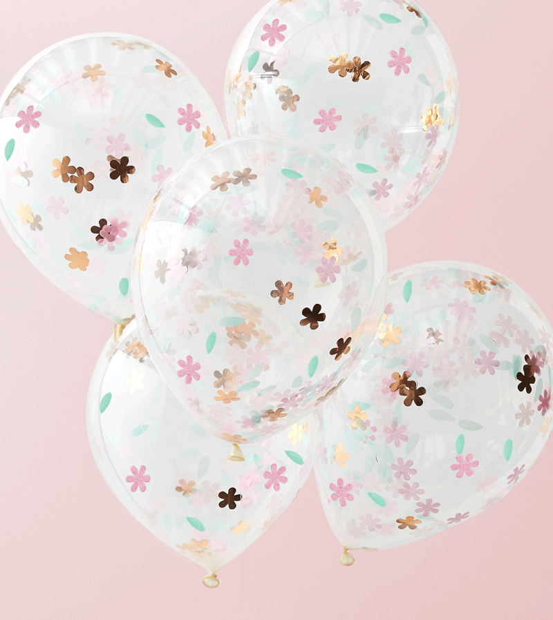 Rose Gold Floral Confetti Balloons by Ginger Ray