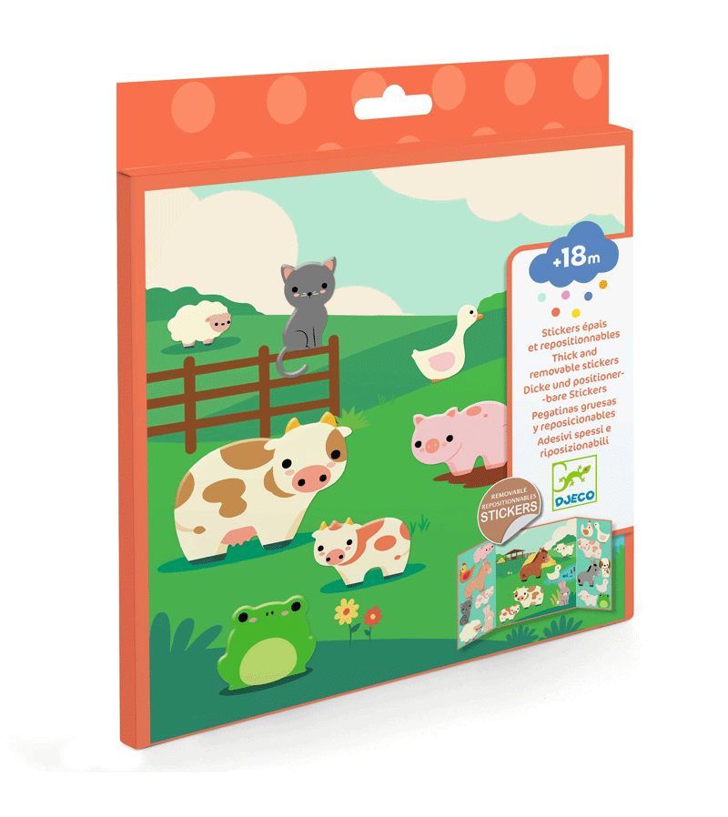 Farm Animals Thick and Reusable Stickers by Djeco