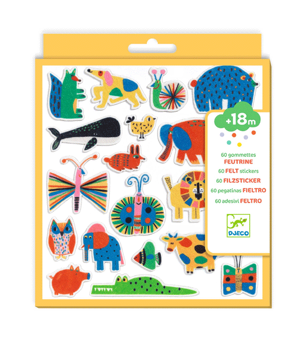 Animals Everywhere! 60 Felt Stickers by Djeco
