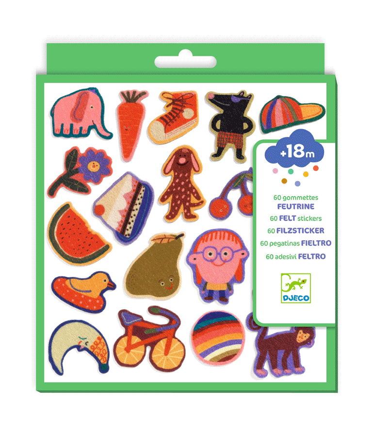 The Silly Ones! 60 Felt Stickers by Djeco