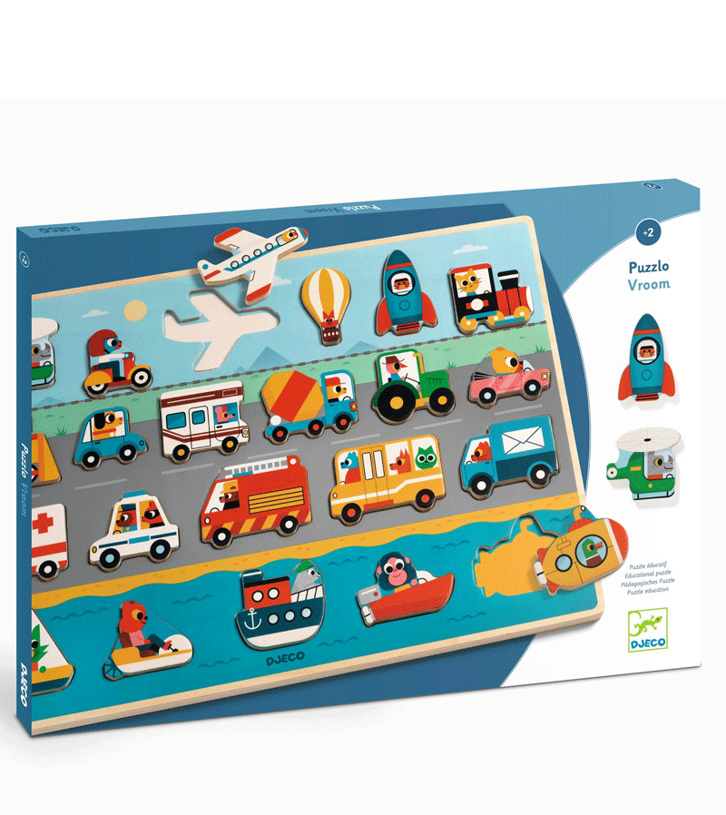 Puzzlo Vroom Wooden Puzzle by Djeco
