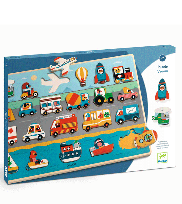 Puzzlo Vroom Wooden Puzzle by Djeco