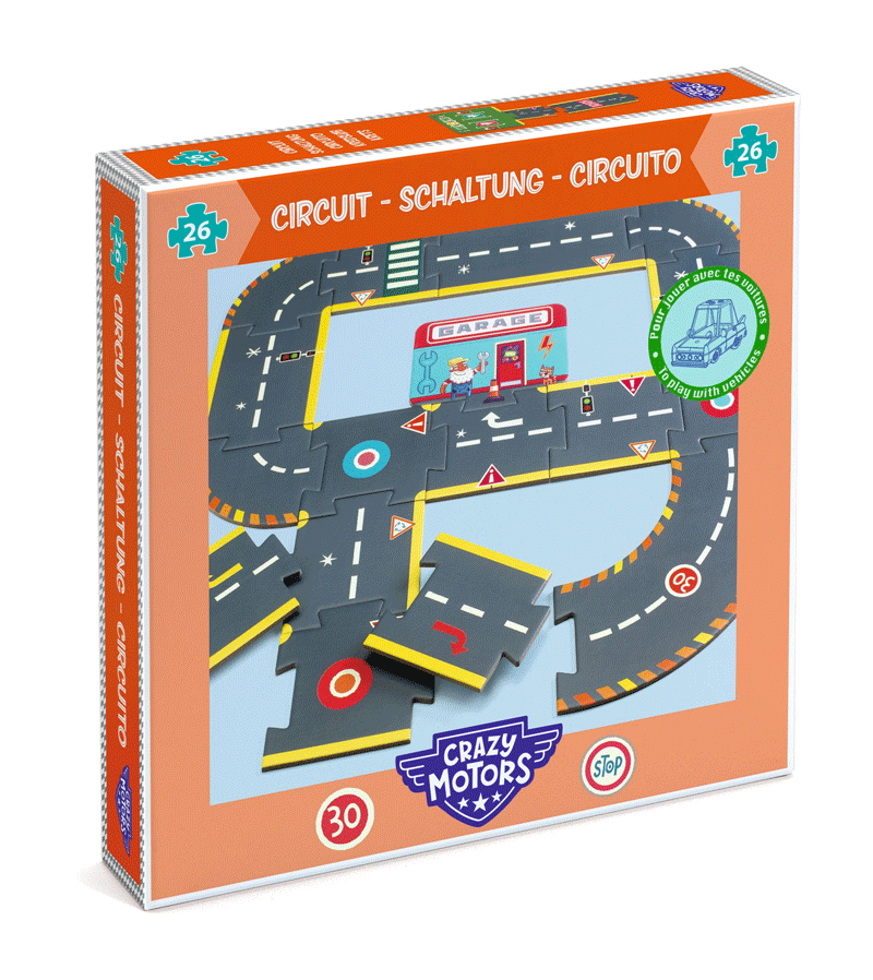 26 pcs Circuit Crazy Motors Puzzle by Djeco