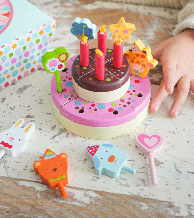 Happy Birthday Wooden Play Cake by Djeco