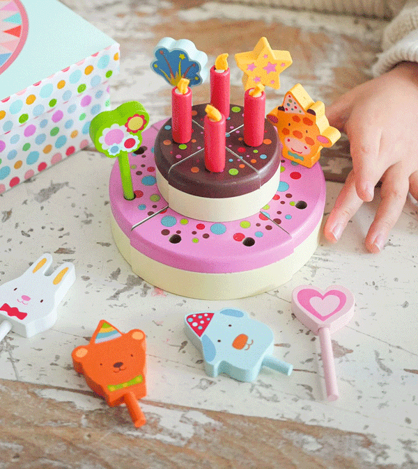 Happy Birthday Wooden Play Cake by Djeco