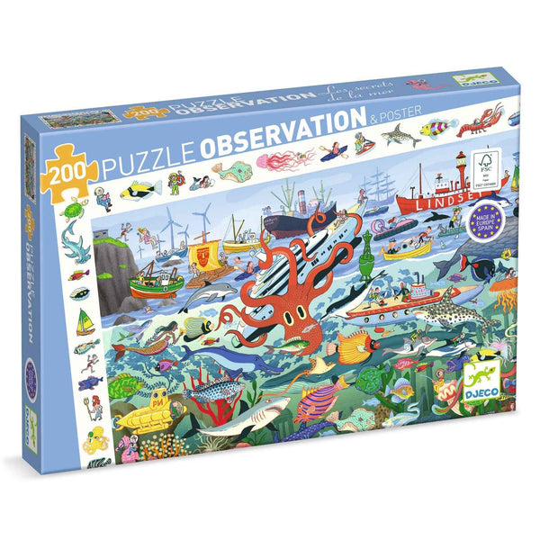200 pcs Secrets of the Sea Observation Puzzle by Djeco