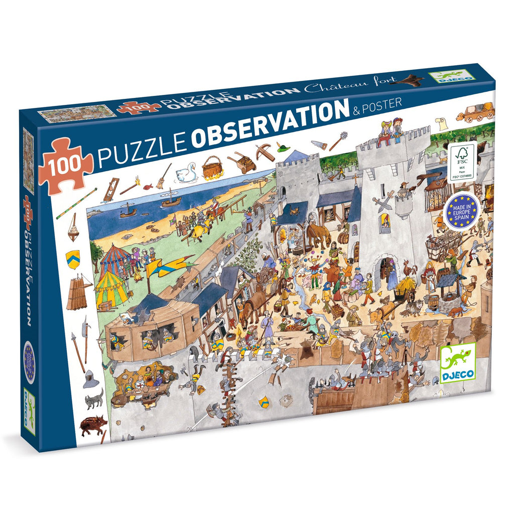 100 pcs Fortified Castle Observation Puzzle by Djeco