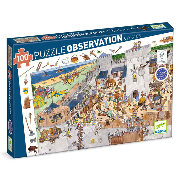 100 pcs Fortified Castle Observation Puzzle by Djeco