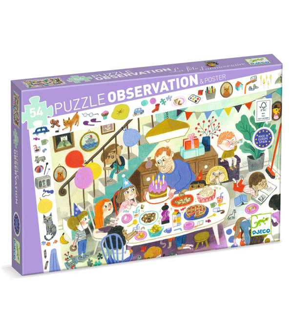 54 pcs Birthday Party Observation Puzzle by Djeco