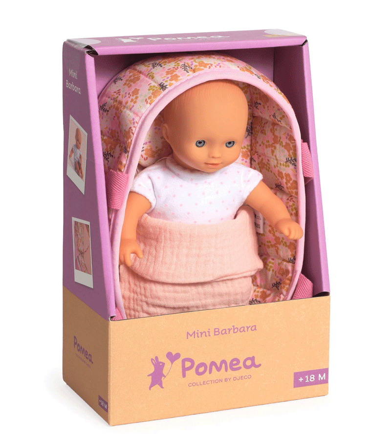 Pomea Mini Barbara Doll in Carrycot by Djeco
