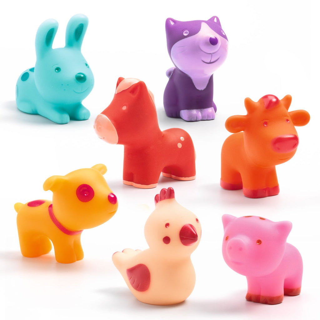 Set of 7 Troopo-Farm Plastic Animals by Djeco