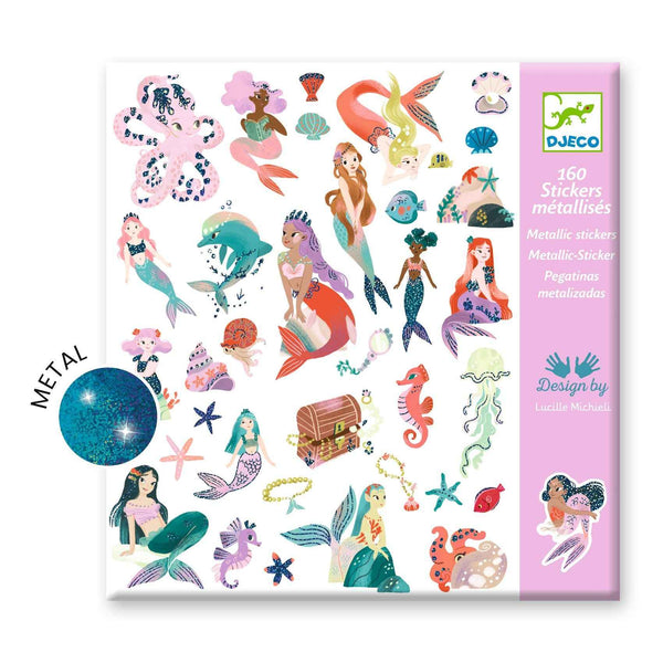 160 Metallic Sparkly Mermaid Stickers illustrated by Lucille Michieli by Djeco