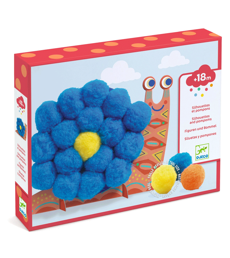 Fluffy Animals Silhouettes and Pompons Toddler Art Set by Djeco