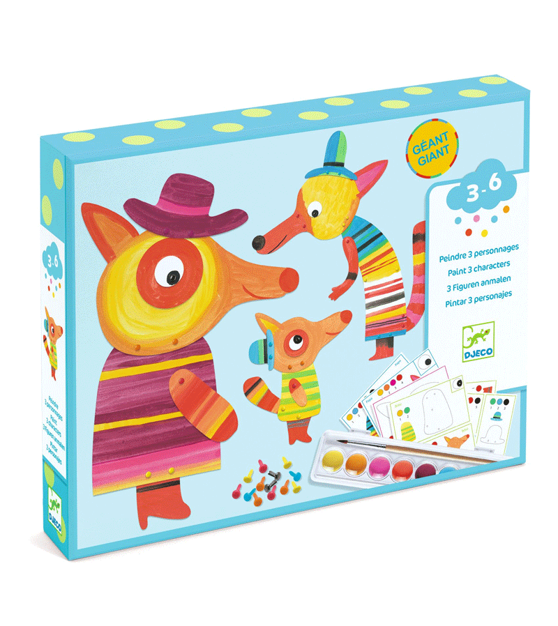 The Fox Family Paint 3 Figures Toddle Art Set by Djeco
