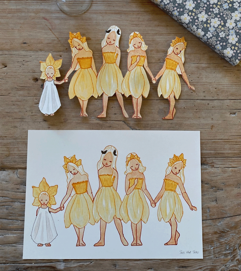 Paper Decoration Daffodil Girls by Tall Hat Tales