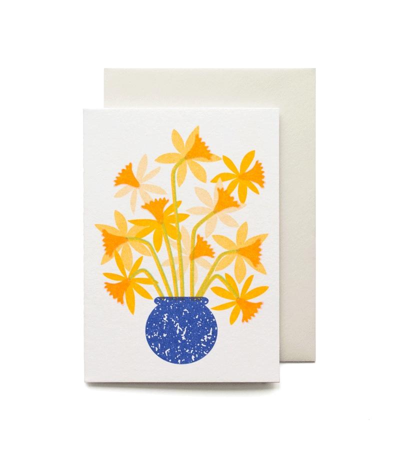 Daffodils Pretty Floral Mini Card by Bobbie Print