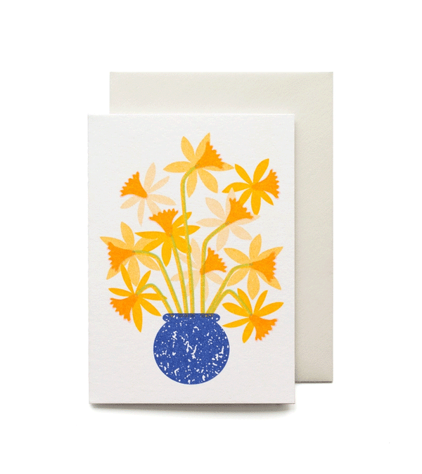 Daffodils Pretty Floral Mini Card by Bobbie Print