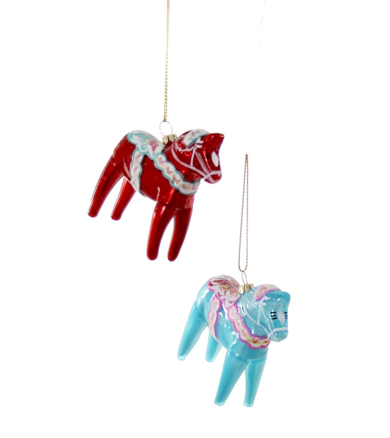 Small Dala Horse Glass Ornament by Cody Foster