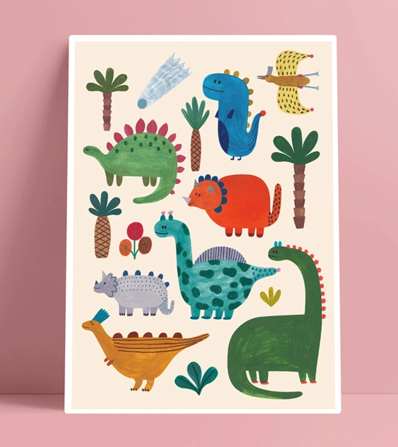 A4 Dinos Print by Daria Solak Illustrations