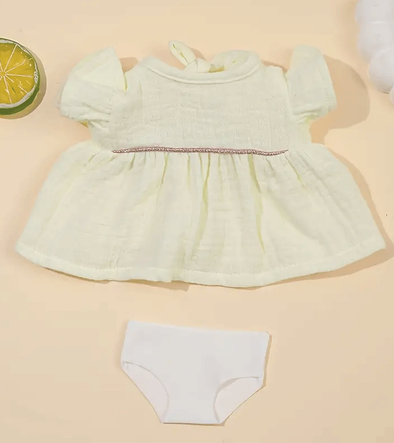 Cream Dress for Baby Dolls