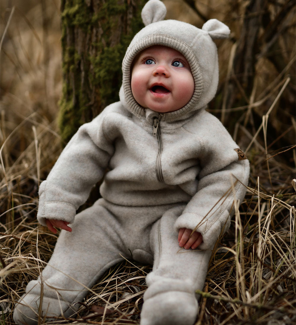 Melange Off White Soft Wool Jumpsuit with Ears by Mikk-Line