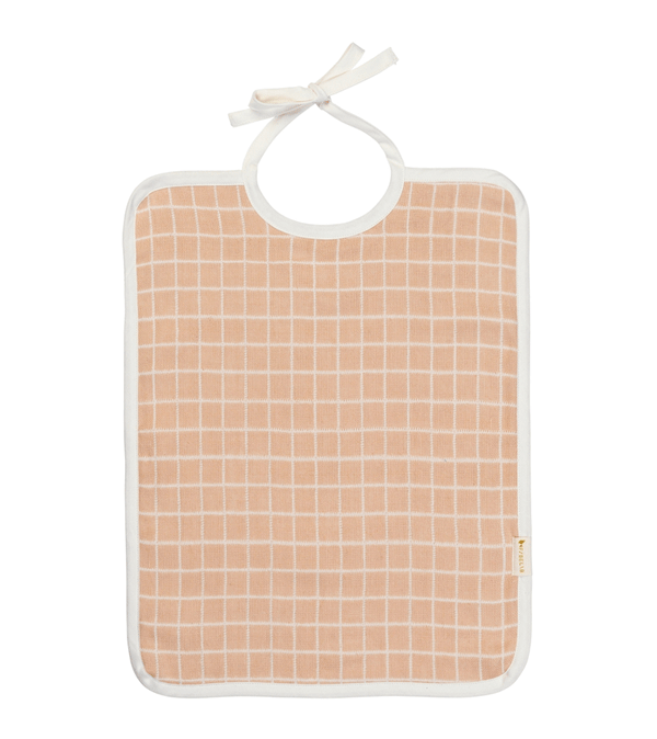 Dusty RoseGrid Feeding Bib by Fabelab