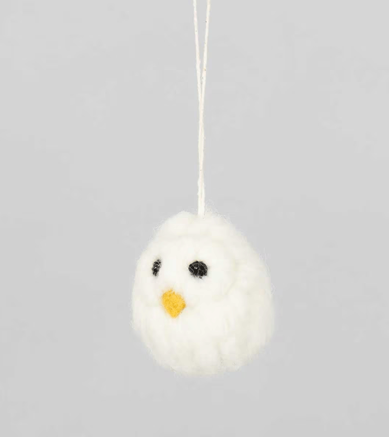 White Barn Owl Felt Ornament by AfroArt