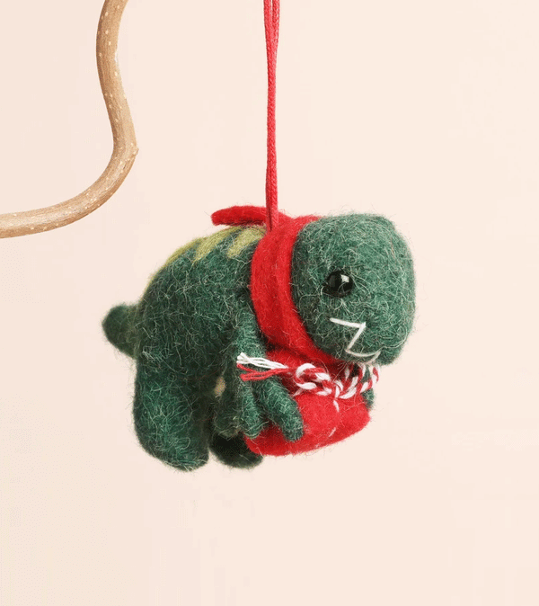 Felt Festive Dinosaur Hanging Decoration