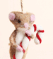 Felt Candy Cane Mouse Hanging Decoration