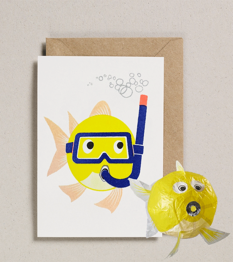 Fish Japanese Paper Balloon Card by Petra Boase